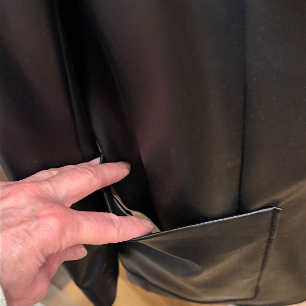 Boss Black Double-Breasted Vegan Leather Blazer - Picture 3 of 11